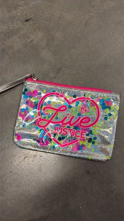 Vintage Justice Girls Glittery Moving Sequins Clutch Purse Wallet Zippered Bag