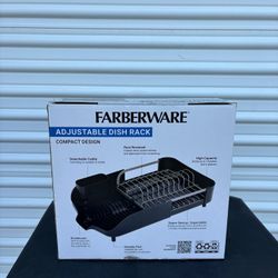 Farberware adjustable dish rack featuring a rust-resistant, black matte finish. BRAND NEW!