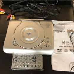 DVD Player New ! Compact With Remote, Cables, Never Used Earphones 