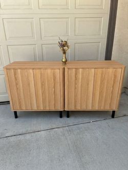 Brand new Pair of Modern Wood Cabinets with Black Legs