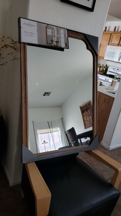 Wall Mirror Natural Wood Finish 