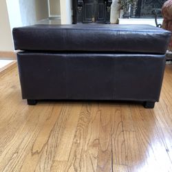 Faux Leather Storage Ottoman