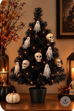 Sunnyglade 21.6" 30 LED Mini Halloween Black Tree Artificial Spooky Tree Mini Halloween Black Tree G
