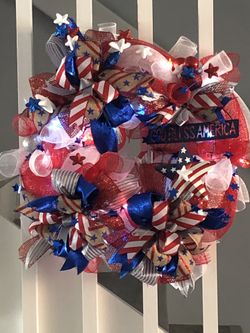 Memorial Day,4th ofJuly Holiday Wreath, Patriotic Wreath, Red, White & Blue