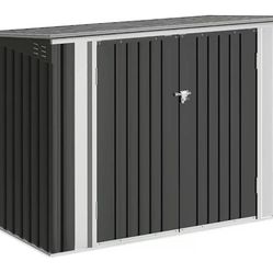 Outdoor Storage Shed 5.8 x 3.3 FT Metal Trash Shed Waterproof Outside Storage with Lid Chain Hydraulic Gas Rod for Trash Can Weeding Tools 