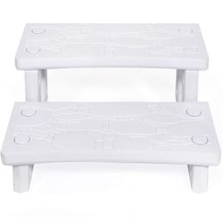 Premium Multi Purpose 2-Step Spa Hot Tub Pool RV Campers Deck Steps Lightweight Sided Step (White) 75163 xp
