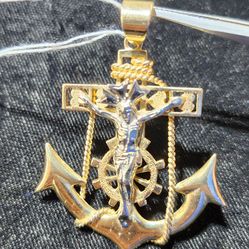 14kt Gold Crucifix Anchor Pendant 15.96G