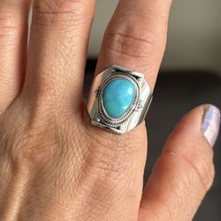 Turquoise 925 Sterling Silver Ring (Size 9)