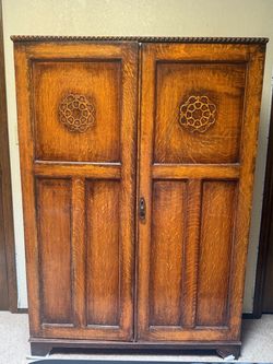 Antique English Armoire Cabinet - 42”W × 16”D × 60”H