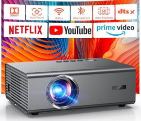4K Projector with Built-in Apps, 1500ANSI Auto Focus&6D Keystone Dolby Grey