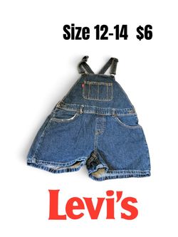 Levi's Kids Denim Overall Shorts Size 12-14 excellent condition ❤️❤️032126 M17