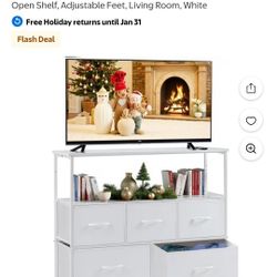 New Open Box Available In Hesperia. TV Stand for 45 in Television Modern Entertainment Center with Fabric Storage, Tower Storage Cabinet Dresser & Che