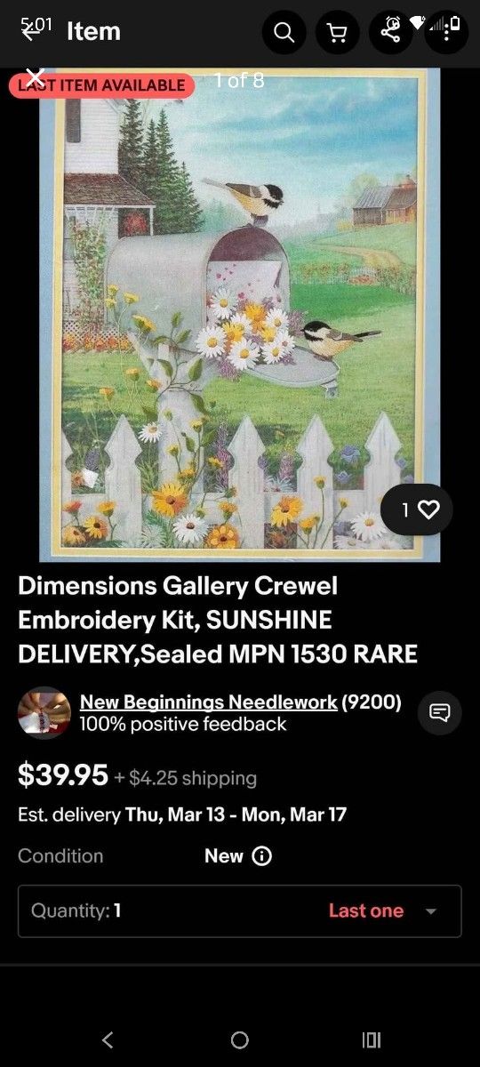 Crewel Embroidery Picture