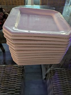Beaded edge ceramic dinner plates,set of 12