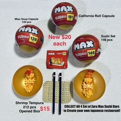 COLLECT All 4 Set Lot of Zuru Max Premium Sushi Bars Snacks Building Bricks Collection $20 Per Capsule Ball