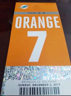 Miami Dolphins vs broncos 12-3-17 orange parking pass