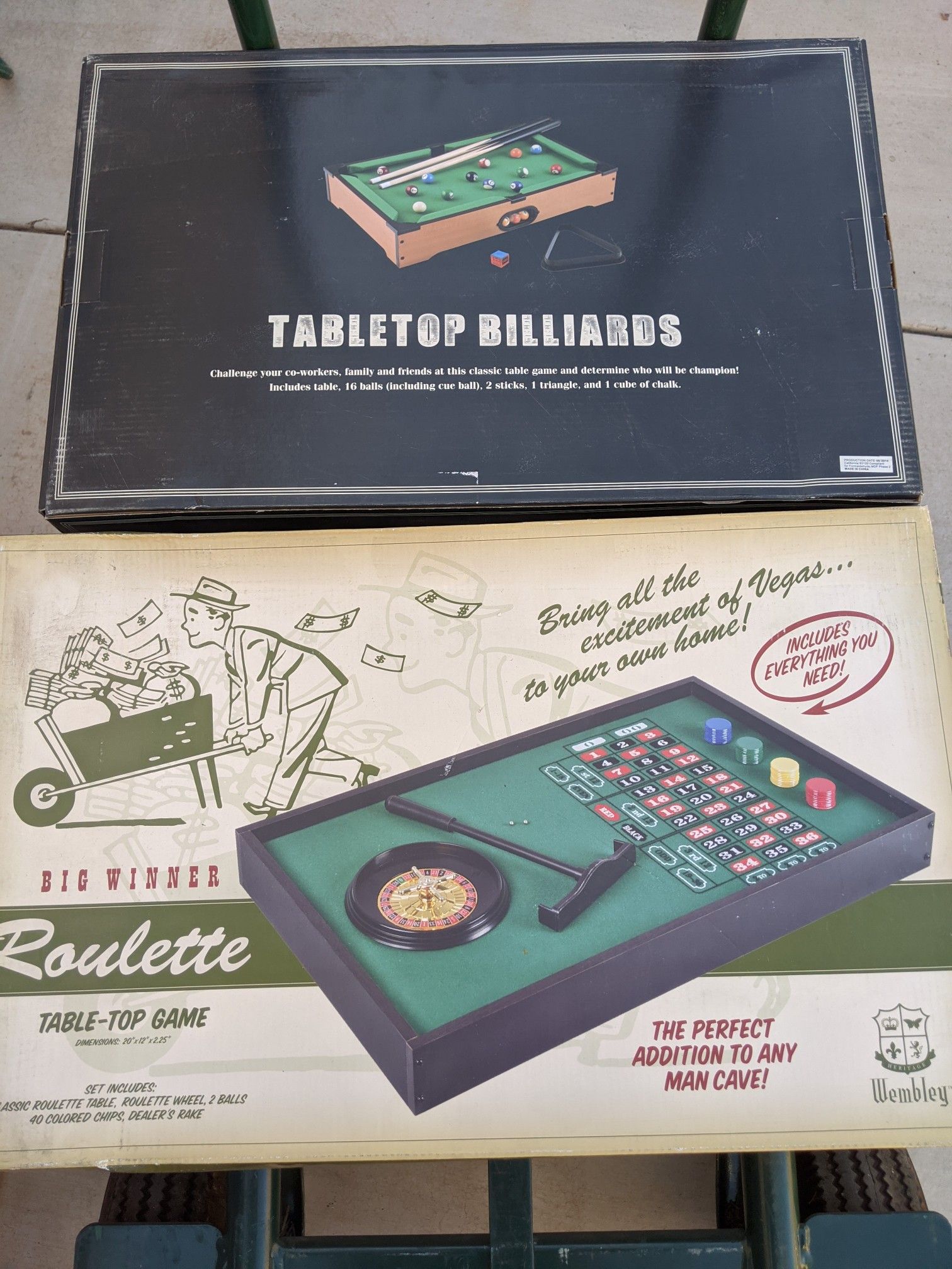 Table top games billiards & roulette