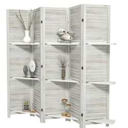 White Room Divider with Shelves 78.75"Lx 67"H