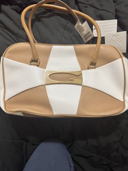 Gherardini White/ Brown Leather Handbag 7,4 X 12.6X 2,56 (LenghtX HeightX Width)