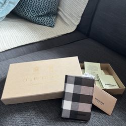 Burberry Check Card And Key Holder In Black, White & Beige