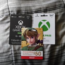 50 Dollar Nintendo eShop Card + 4 Months Xbox Game Pass