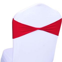 Spandex Chair Sashes Bows Elastic Stretch Dining Chair Bands Ties Without Slider Buckle Universal fits for Wedding Baby Shower Birthday Party Banquet 