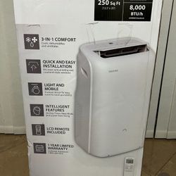 Toshiba 8,000 BTU Portable Air Conditioner With Dehumidifier And Remote. Up To 250SF