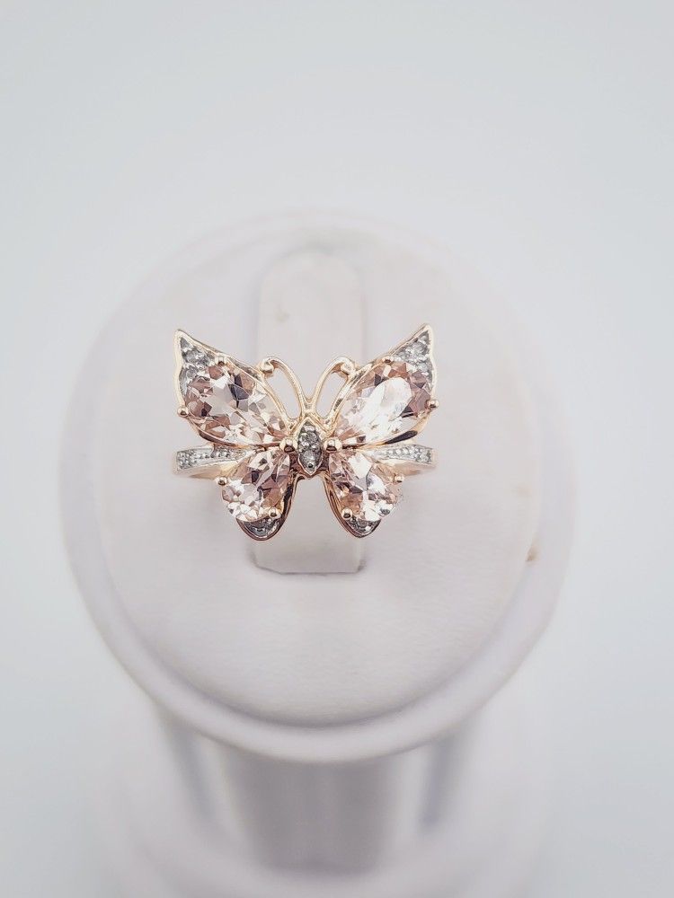 10k rose gold morganite and diamond ring