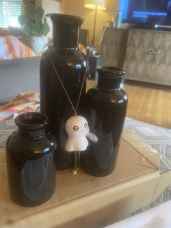 Decorative Halloween Bottle Set With Glass Ghost