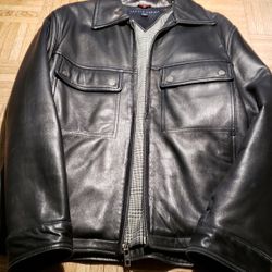 Tommy Hilfiger Leather Jacket / Coat Medium Black