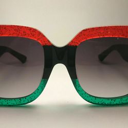 GUCCI Grey Gradient GG0083S 001 Square Red·Black·Green Sunglasses