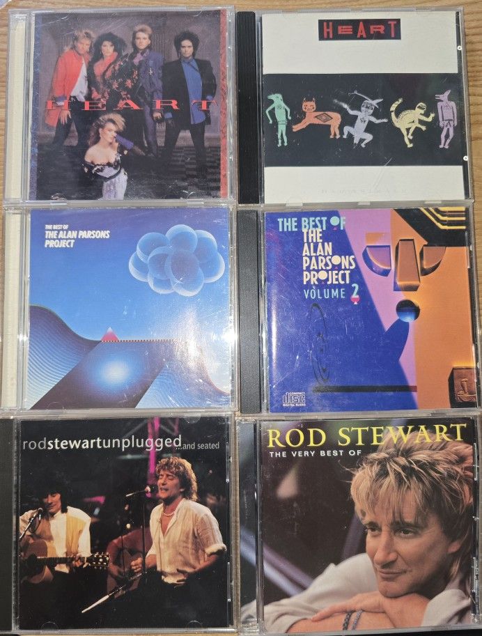 6 CD 70's & 80's LOT: Best of Alan Parsons Project Vol. 1 & 2/Heart/Rod Stewart