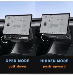 Center Console Organizer Open and Close Under Screen Hideen Privacy Magnetic Storage for Tesla Model Y 3 2016-2024(Black)