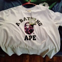 Bathing Ape Shirt White Black Purple Size Large