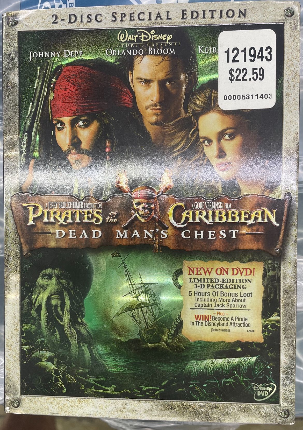 Walt Disney “ Pirates of The Caribbean” Dead Mans Chest, 2-Disc Limited Edition.