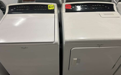 Whirlpool Top Load Washer + Gas Dryer Set – White, HE