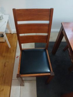 Wooden Dining Chair with Black Seat