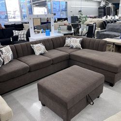 Sectional With Storage Ottoman 🔥 Take It Home With Only $50 Down 
