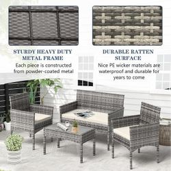 NEW in Box 4Pc Wicker Patio Furniture Set