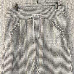Tommy Hilfiger: Gray Striped Lounge Wear/Joggers, Pockets, Drawstring, Size: M