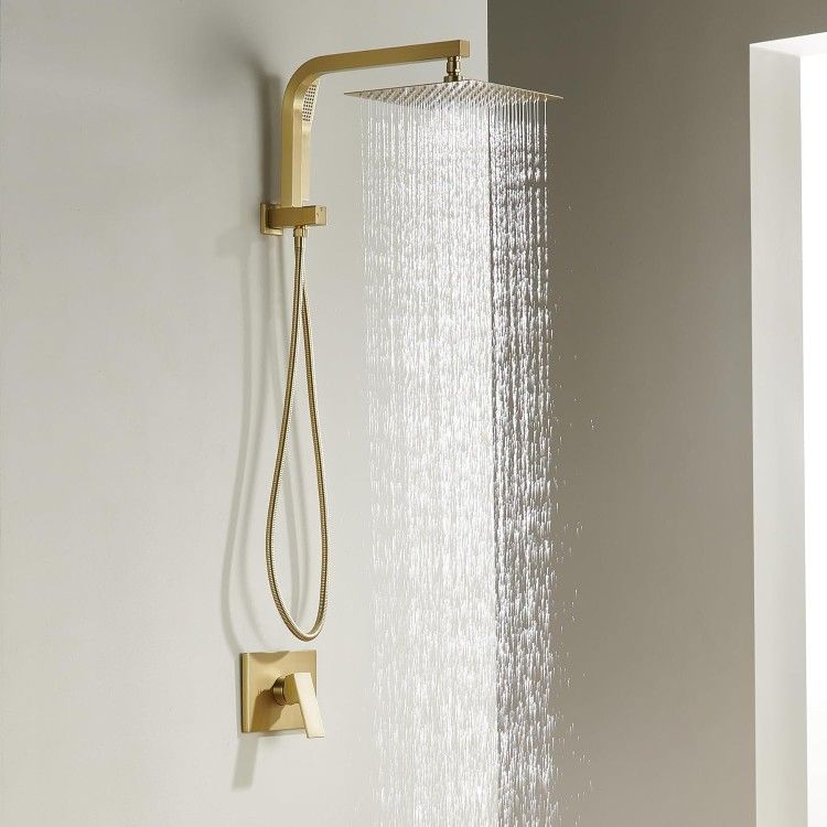 Brushed Gold Shower System with 10Inch Rain Shower Heads...