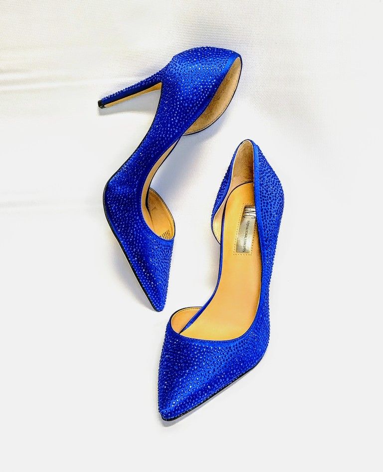 Very Sexy Jeweled Royal Blue Pointed Toe Stiletto Heels