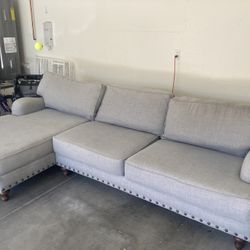 Blue/Gray Sofa with Chaise 