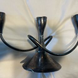 Modern Sterling Silver 3 Arm Candelabra