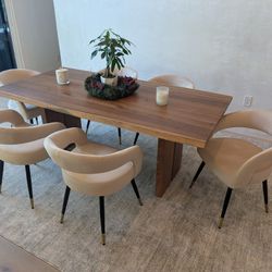 6 Dining Chairs. Cream Velvet.  