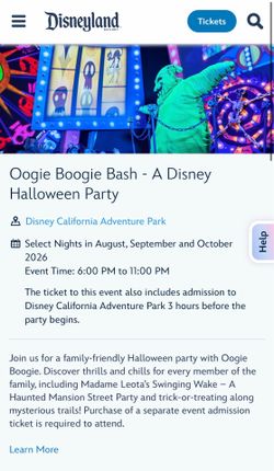 Oogie Boogie Bash Tickets