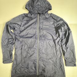 Pre Owned Good  Columbia  Water Resistant Rain  Windbreaker Hoodie  Full Zip Lined Jacket Navy Blue  Men Size XL