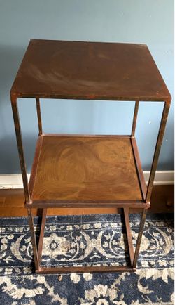 Crate & Barrel Metal Stackable Side Tables / Plant Stands - Pair