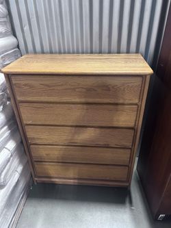 Oak 5-Drawer Tall Chest Dresser