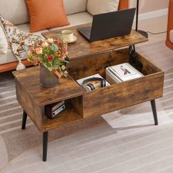 39.4 inch Wood Lift Top Coffee Table with Hidden Compartment $80